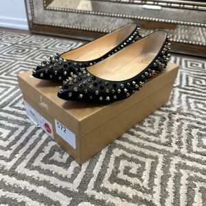 Christian Louboutin Spiked Black Leather Flats